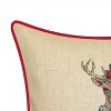 18"x18" Reindeer Girlfriend Plaid Square Throw Pillow Natural/Red - Edie@Home - 4 of 4