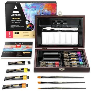 Arteza Kids Painting & Drawing Kit 75-Piece Artist Bundle 18 Mini Colored Pencils 16 Watercolor Cakes 14 Oil Pastels & 14 Crayons Art Supplie