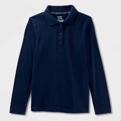 Girls' Adaptive Long Sleeve Uniform Polo Shirt - Cat & Jack™