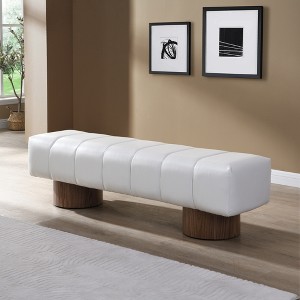 Lycvki PU No-Assembly Entryway Bench Ottoman with Wood Leg 300 LBS Weight Capacity - 1 of 4