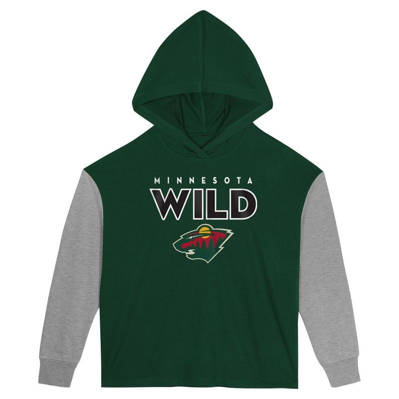 NHL Minnesota Wild Girls&#39; Poly Fleece Hooded Sweatshirt, 2 of 4