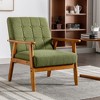 Dolonm Mid-Century Modern Accent Chair - Wood Frame & Linen Upholstery, Comfy Reading Armchair for Living Room, Bedroom, Easy Assembly - 2 of 4