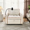 Racxily 3 in 1 Convertible Sleeper Chair Bed, Futon Chair, Lounge Beds with USB Ports, Pull Out Armchair w/ Adjustable Backrest, Beige - 2 of 4