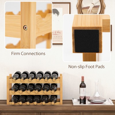 Natural Bamboo 3-Tier 18-Bottle Wine Rack Shelf