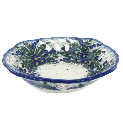 Blue Rose Polish Pottery Hyacinth Small Fruit Dish