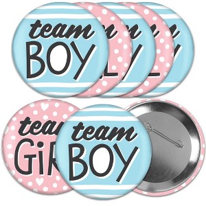 Big Dot of Happiness Baby Gender Reveal - 3 inch Team Boy or Girl Party Badge - Pinback Buttons - Set of 8 - 1 of 4
