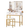 Makeup Vanity Desk with Lighted Mirror, Vanity Set with Table and Chair, 4 Drawers, Power Outlet & Storage Shelves - 3 of 4