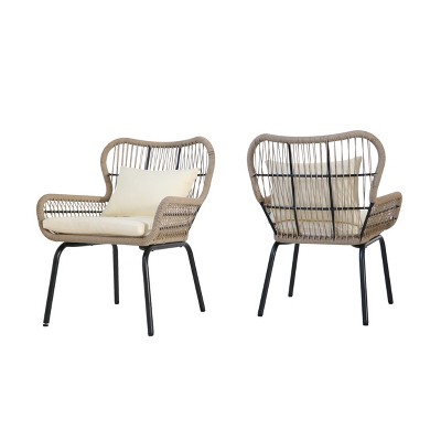 GDFStudio Sedona Outdoor Rope Club Chairs with Cushions (Set of 2)