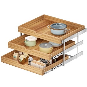 3 Tier Pull Out Cabinet Organizer, Heavy-Duty Pull Out Drawer, Slide Out Wood Shelf for Cabinets - 1 of 4