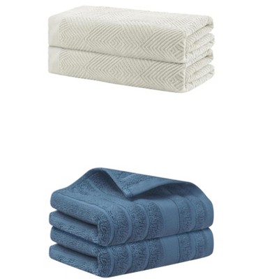 REGALWOVEN Bathroom Gym SPA Cotton Soft Absorbent Bath Hands Towel Set 2 Pcs