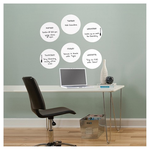 Wall Pops! Dry Erase Board Circle Decals 13 6ct - White