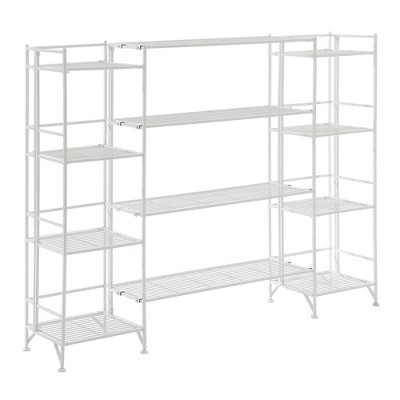 Breighton 44.75" Home Xtra Storage 4 Tier Folding Metal Shelves with Set of 4 Deluxe Extension Shelves in White