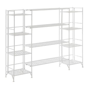 Breighton Home Xtra Storage 4 Tier Folding Metal Shelves with Set of 4 Deluxe Extension Shelves in White - 1 of 4