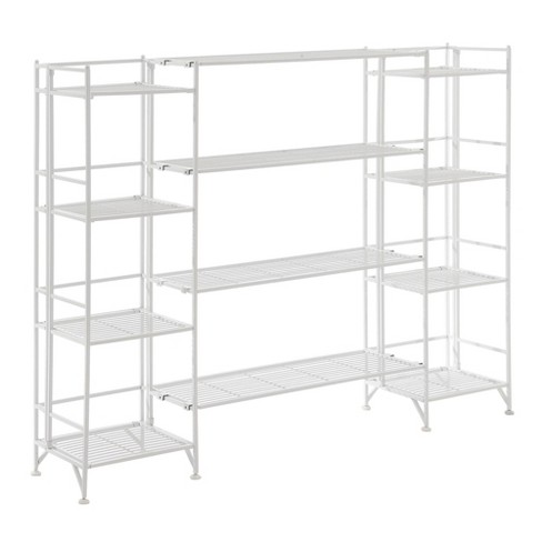 Breighton Home 44.75" FlexiSpace 4 Tier Foldable Metal Shelves with Set of 4 Deluxe Extension Shelves White - image 1 of 4