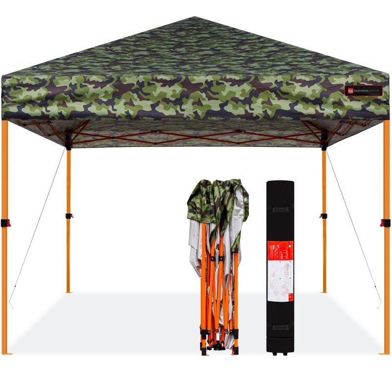 Best Choice Products 10x10ft Easy Setup Pop Up Canopy w/ 1-Button Setup, Wheeled Case, 4 Weight Bags, 1 of 10
