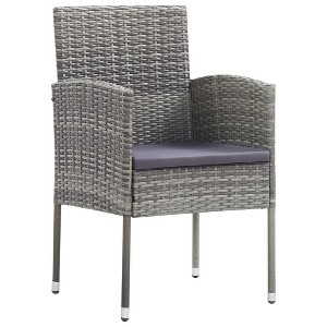 vidaXL Patio Chairs with Dark Gray Cushions 4 pcs Gray Poly Rattan - Dark Gray 4 - 1 of 4
