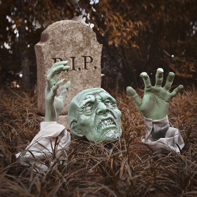 Fun Little Toys Zombie Groundbreaker Halloween Decorations Outdoor Crawling Skulls in Ground Climbing Skeleton Head Yard Lawn Garden Decor Party Props