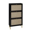 ORRD Rattan 3-Door Shoe Cabinet | Moisture-Proof & Sun-Resistant | Freestanding Entryway Shoe Rack with Wall-Mount Option，Natural - 3 of 4