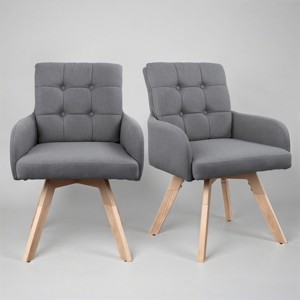 Art Leon Fabric Swivel Dining Chairs, Set of 2 - 1 of 3