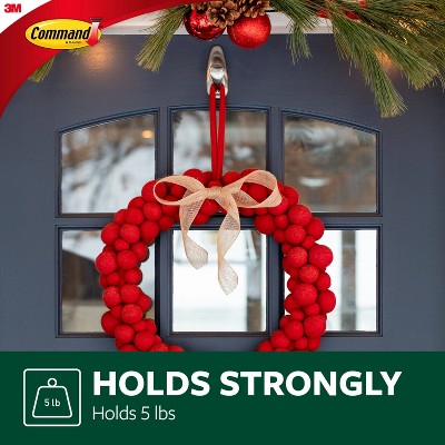 Large Brushed Nickel Outdoor Metal Hook with Adhesive Strips