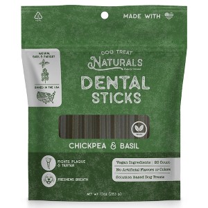 Dog Treat Naturals Dental Sticks - Chickpea & Basil, 10oz, Freshen Breath, USA - 1 of 4