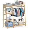 Kids Clothing Rack with Shelves, Bamboo Clothes Garment Rack for Kids Child Baby, Kids Dress Up Storage Rack,Toddlers Wardrobe Closet for Nursery - 4 of 4