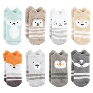 Hudson Baby Cotton Rich Newborn and Terry Socks, Neutral Woodland - 1 of 4