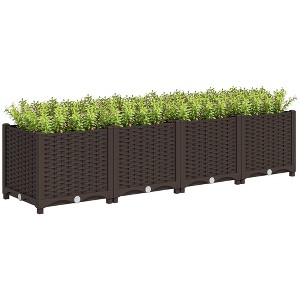 Outsunny Raised Flower Bed, Plastic Planter Box with Drainage Holes for Vegetables, Herbs, Flowers & Succulents - 1 of 4