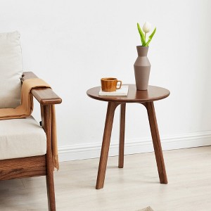 Chic Crate - Natural Oak Wood Side Table Round End Coffee Bedside Night Stand Living Room Bedroom & Balcony Furniture Set - 1 of 4