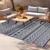Outdoor Modern Stripe Foldable Picnic Mat With Storage Bags Abstract Plastic Straw Rug Erasable Carpet for Camping Garden Backyard - 4 of 4