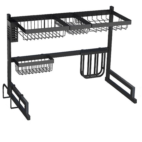 Over Sink Dish Drying Rack 2-Tier Large Capacity Dish Rack Bowl Shelf Steel