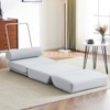 Vynxaria Portable Foldable Single Sofa Bed with Pillow - Cream White Linen - 3 of 4