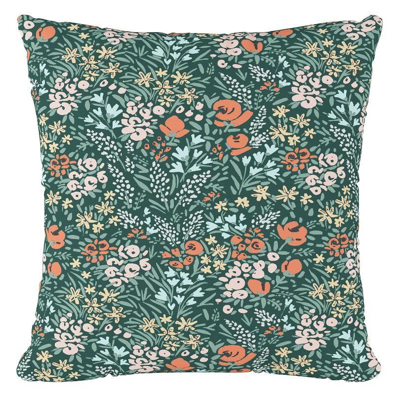 Green Floral Throw Pillow - Skyline Furniture, 1 of 6