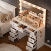 Vanity Desk with Lights, White Makeup Vanity with Power Strip, Dressing Table Set with 11 Drawers, Vanity Mirror 3 Lighting Color Adjustable - 3 of 4