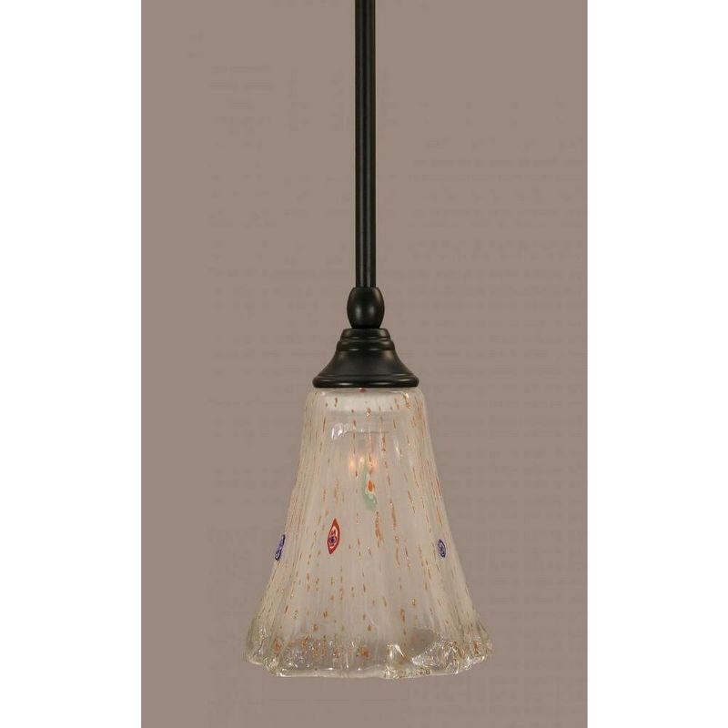 Toltec Lighting Any 1 - Light Pendant in  Matte Black with 5.5" Fluted Frosted Crystal Shade, 1 of 2
