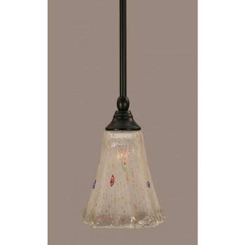Toltec Lighting Any 1 - Light Pendant in  Matte Black with 5.5" Fluted Frosted Crystal Shade