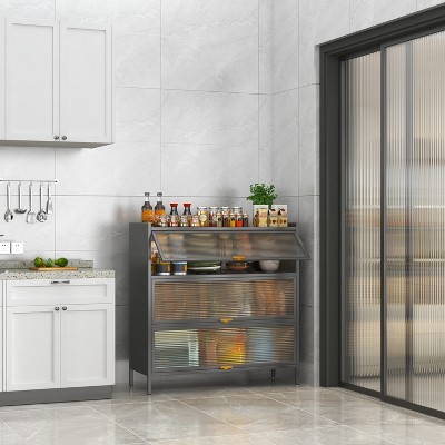 DOMETOUR 3 Tier Pantry Storage Cabinet Baker Racks Kitchen Pantry Storage Cabinet for Kitchen