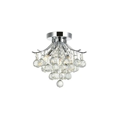 Elegant 12" Chrome LED Flush Mount with Clear Royal Cut Crystals