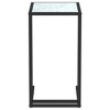 vidaXL Computer Side Table Accent C Shaped End Table Marble Tempered Glass - 3 of 4