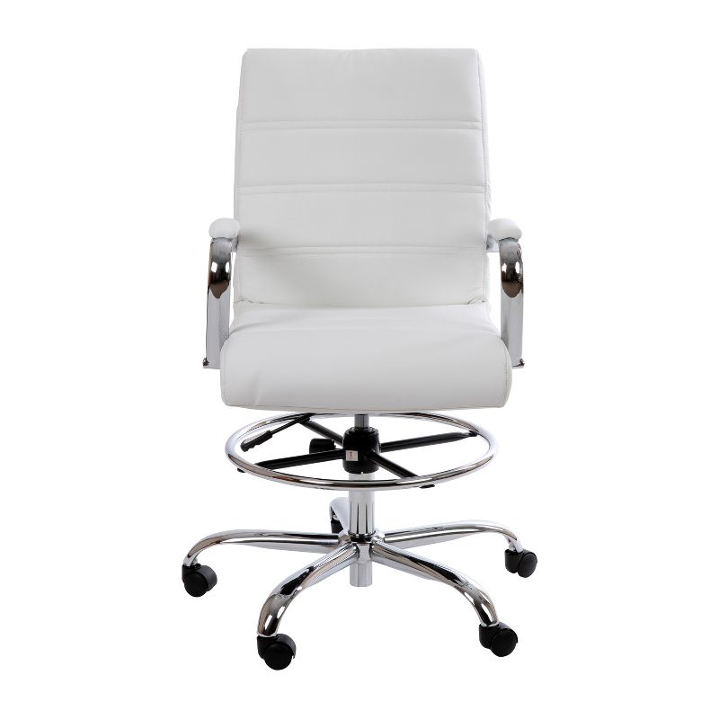 Flash Furniture Mid-Back LeatherSoft Drafting Chair with Adjustable Foot Ring and Chrome Base, 4 of 14