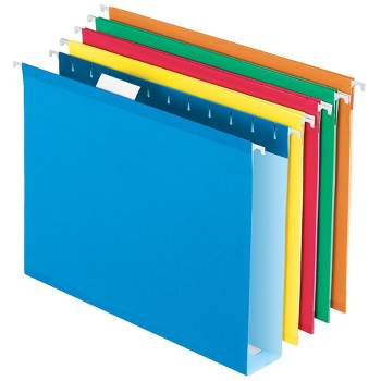 Pendaflex Reinforced Hanging File Folder, 1/5 Cut Tabs, Letter Size, 2 Inch Expansion, Assorted Colors, Pack of 25