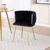 Set of 2 Dining Chairs Velvet Upholstered Dinner Chairs Armchairs with Padded Seat, Black - Modernluxe - 3 of 4