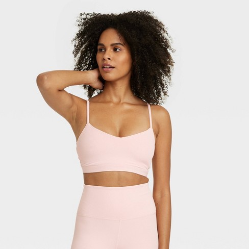Women's Light Support Rib Triangle Bra - All In Motion™ Pink S : Target