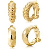 14K gold hoop clip-on earrings, hypoallergenic horn-shaped earrings for women (no piercings) - 3 of 4