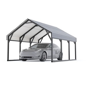 12 x 20 FT Metal Carport, Heavy Duty Carports Reinforced Frame and Steel Roof, All-Weather Shelter Canopy for Pickups, Boats, Cars, and Tractors - 1 of 4