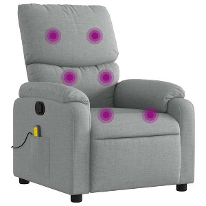 vidaXL Massage Recliner Chair - Manual Recline, 6-Point Vibration, Side Pocket, Light Gray Fabric, Wood/Metal Frame - 1 of 4