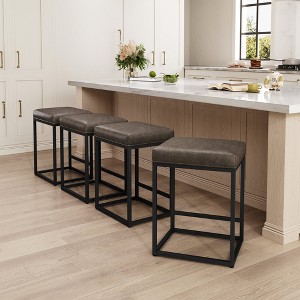 Captiva Designs 24 inch Counter Height Bar Stool with Faux Leather Cushion and Sturdy Metal Frame - 1 of 4