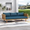 Outdoor Patio 3 Seater Daybed,Waterproof Fabric Upholstered Sofa Bed With Acacia Wood Frame,Indoor Wooden Armrests Sofa Bed-Coolbibila - 2 of 4
