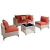 XIZZI 5PCS Furniture Set, Rattan Modular Sectional Sofa, Outside Coversation Set with Solar Coffee Table for Porch Balcony Backyard Poolside - 2 of 4