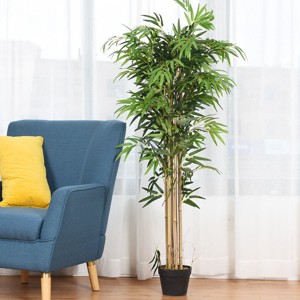 Tangkula Artificial Bamboo Silk Tree Planter Green 5 Feet Holiday Decoration - 1 of 4